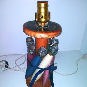 VINTAGE INDUSTRIAL SEWING SPOOLS LAMP